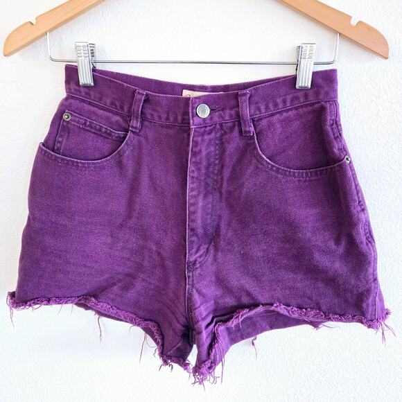 Vintage Great Land Trading Purple Denim High Waist Cut Off shorts - Picture 2 of 7